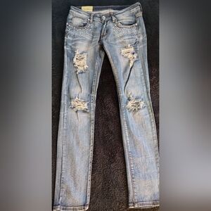 Machine Blue Skinny Distressed Jeans